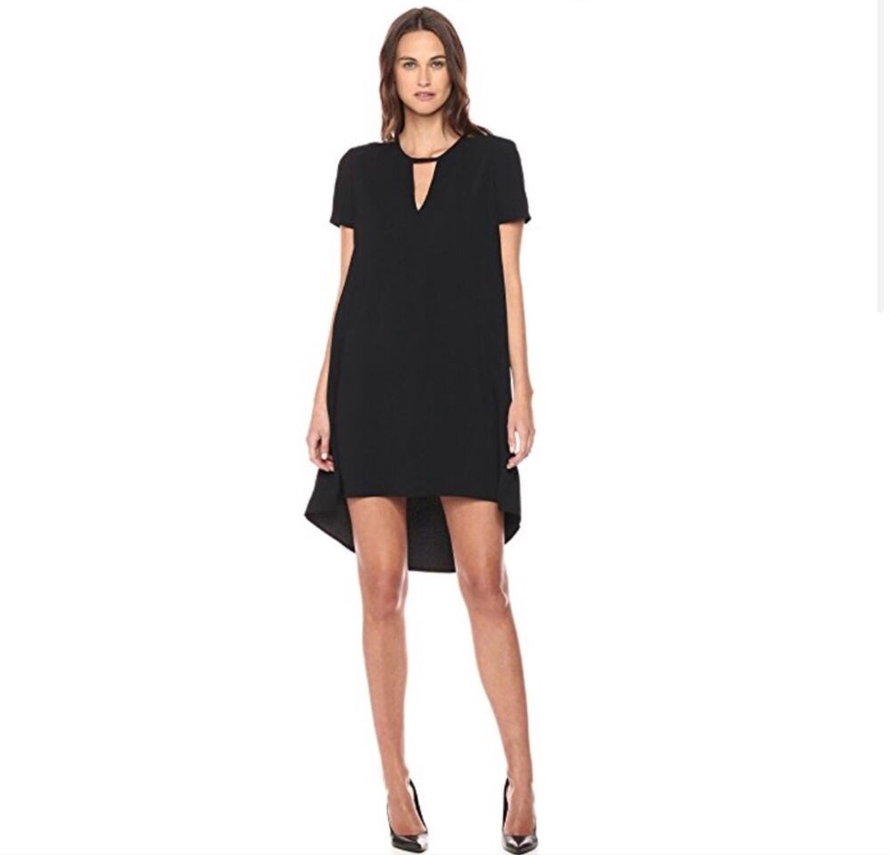 Trina Turk Floramaria Cut Out Hi Low Dress Size 2 Black